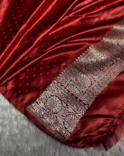 Kriva - Premium Brown Floral Banarasi Silk Saree