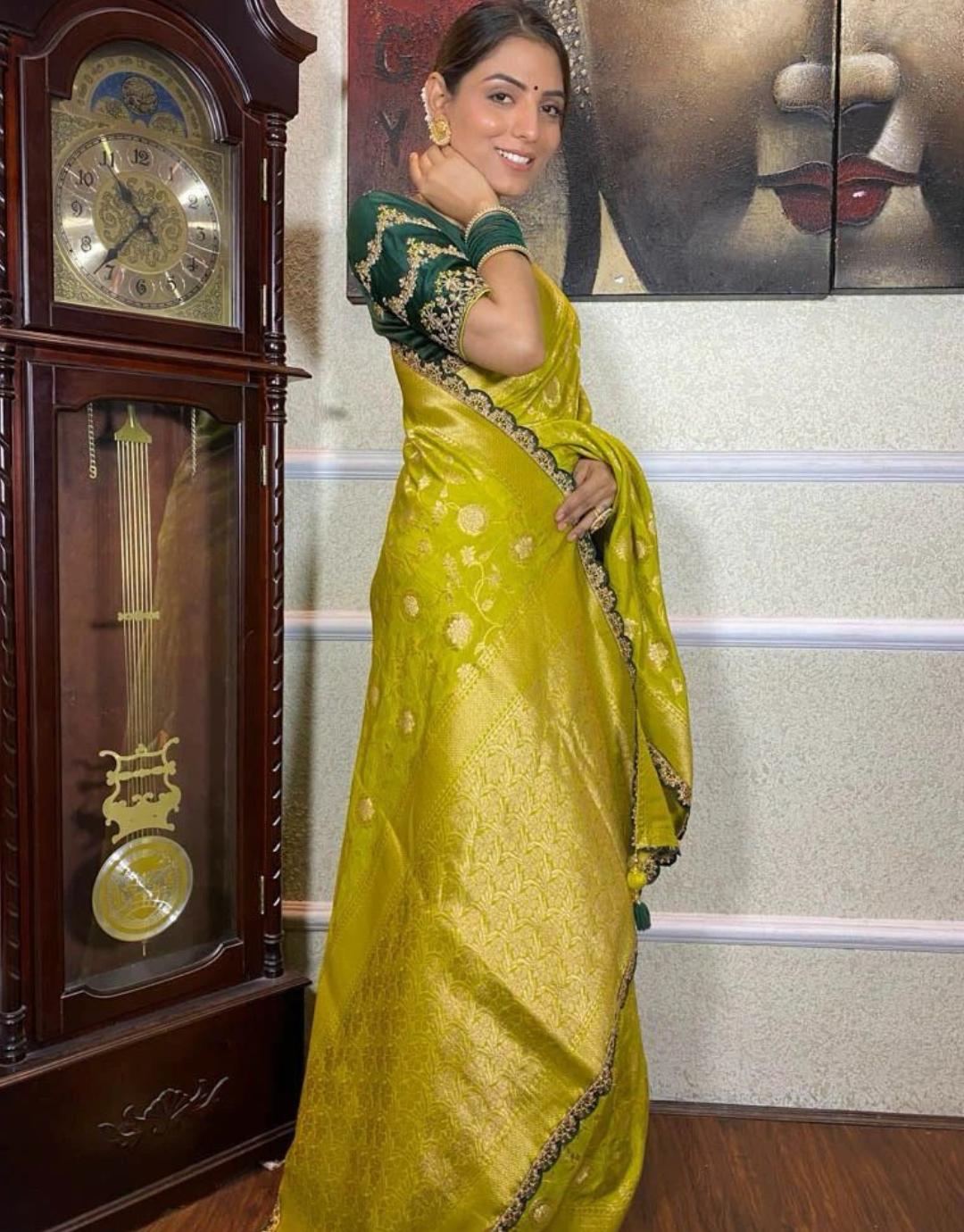 Veera Yellow Banarasi Soft Silk Saree