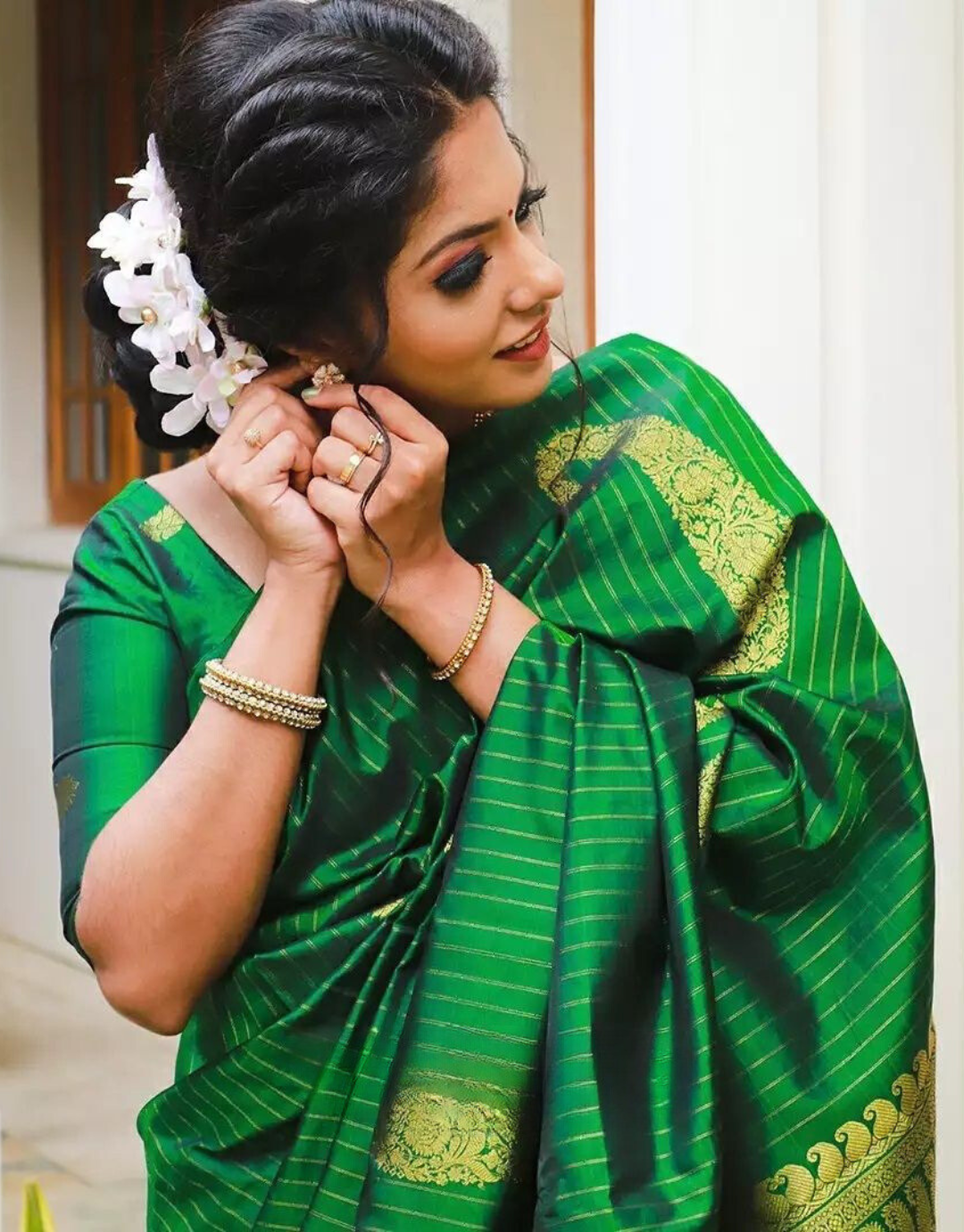 Hansika Green Soft Silk Saree