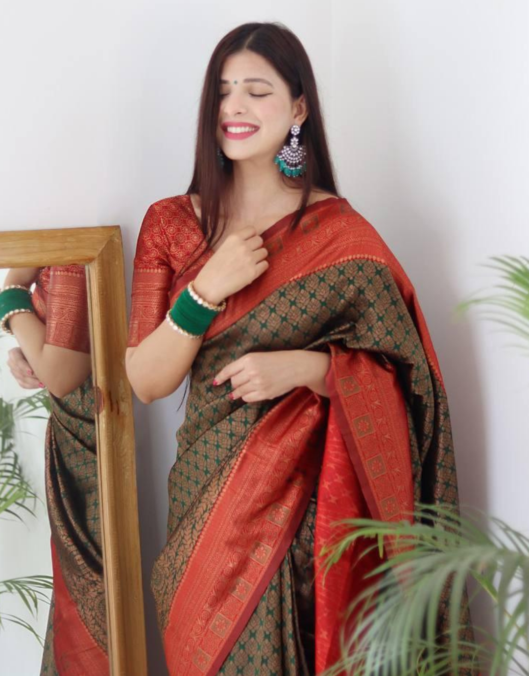 Pooja Dark Green Soft Silk Saree