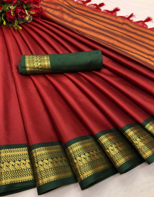 Harshita Maroon Coloured Cotton Silk Saree