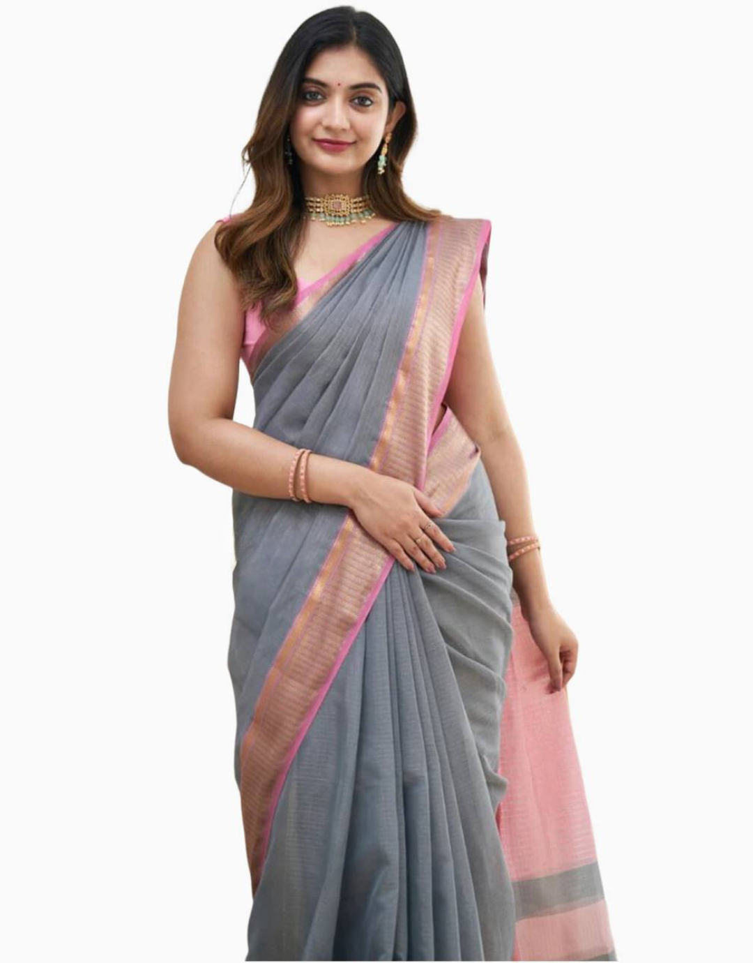 Prerna Grey Linen Cotton Saree