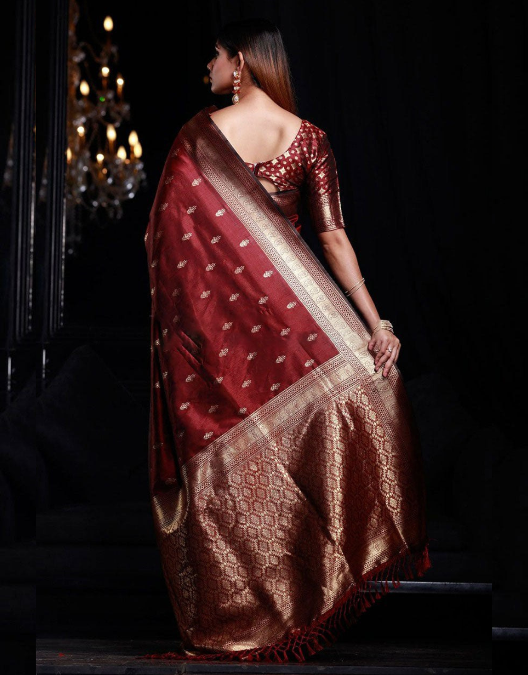 Shanti Maroon Banarasi Silk Saree