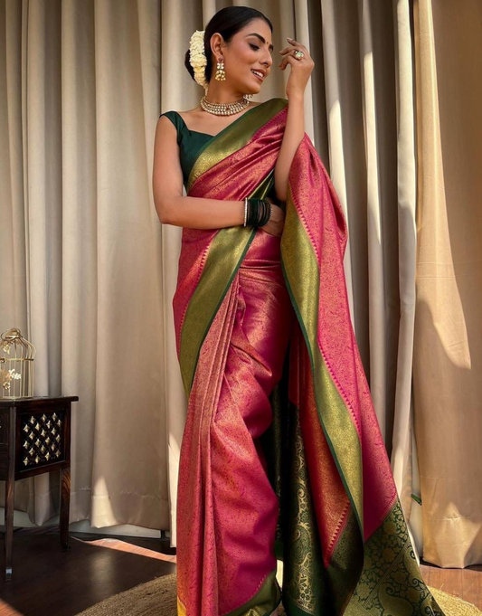 Krupali Pink Banarasi Silk Saree