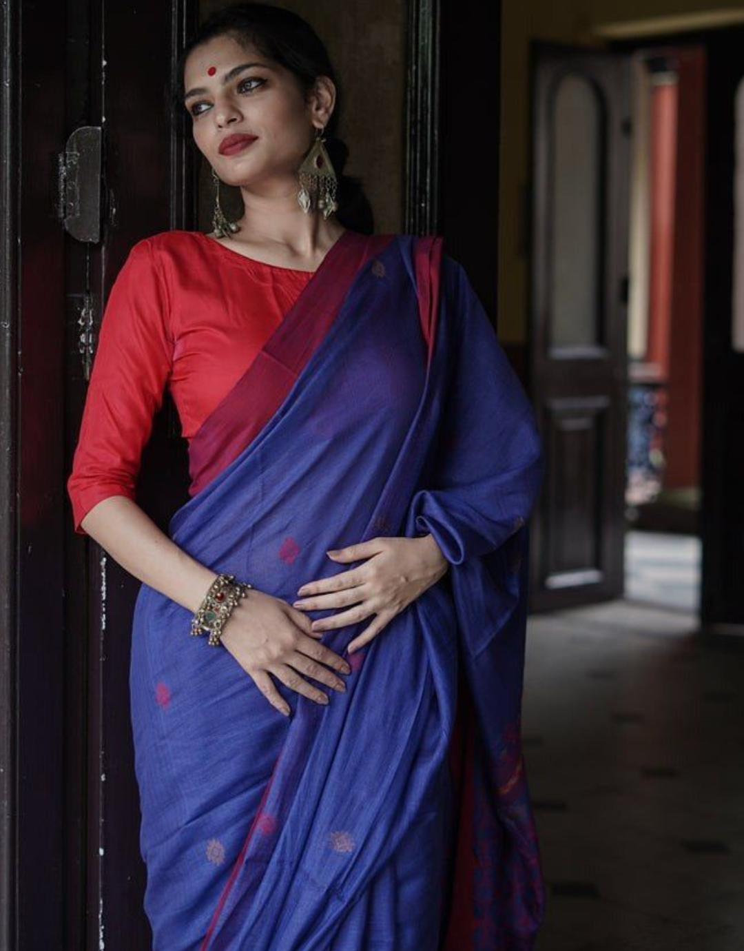 Janvi Blue Manipuri Cotton Silk Saree