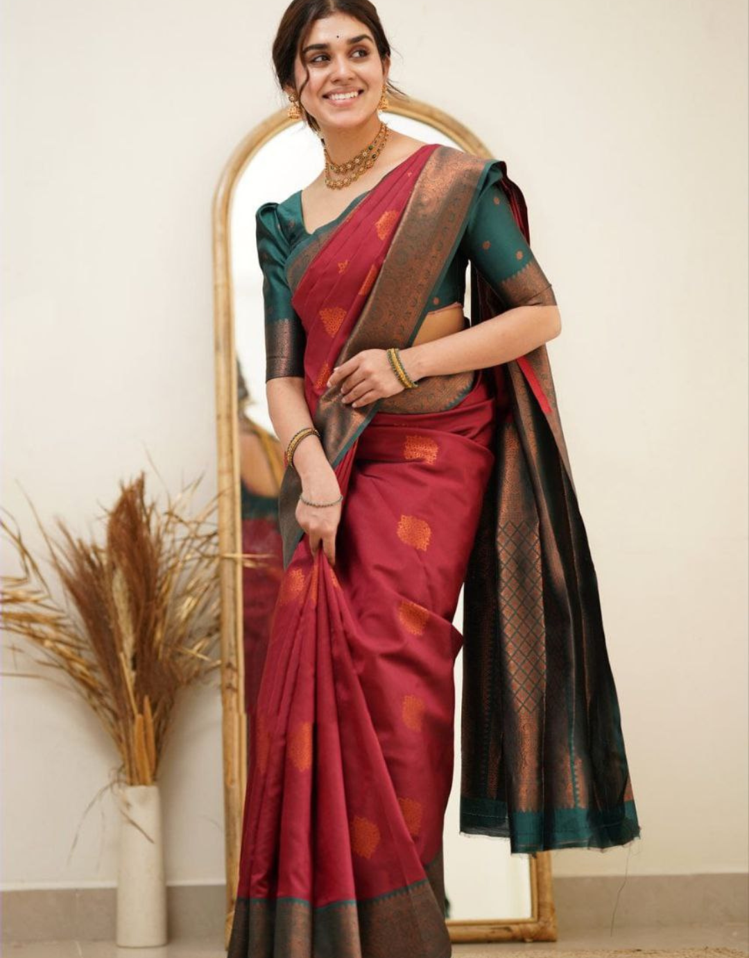 Mahira Red Soft Silk Saree