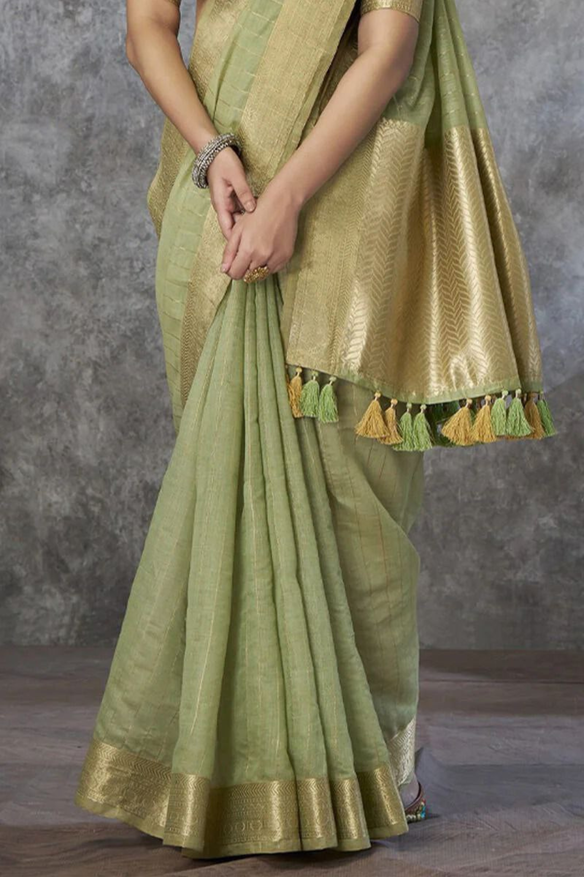 Valkyra Threads - Green Pure Khadi cotton Saree