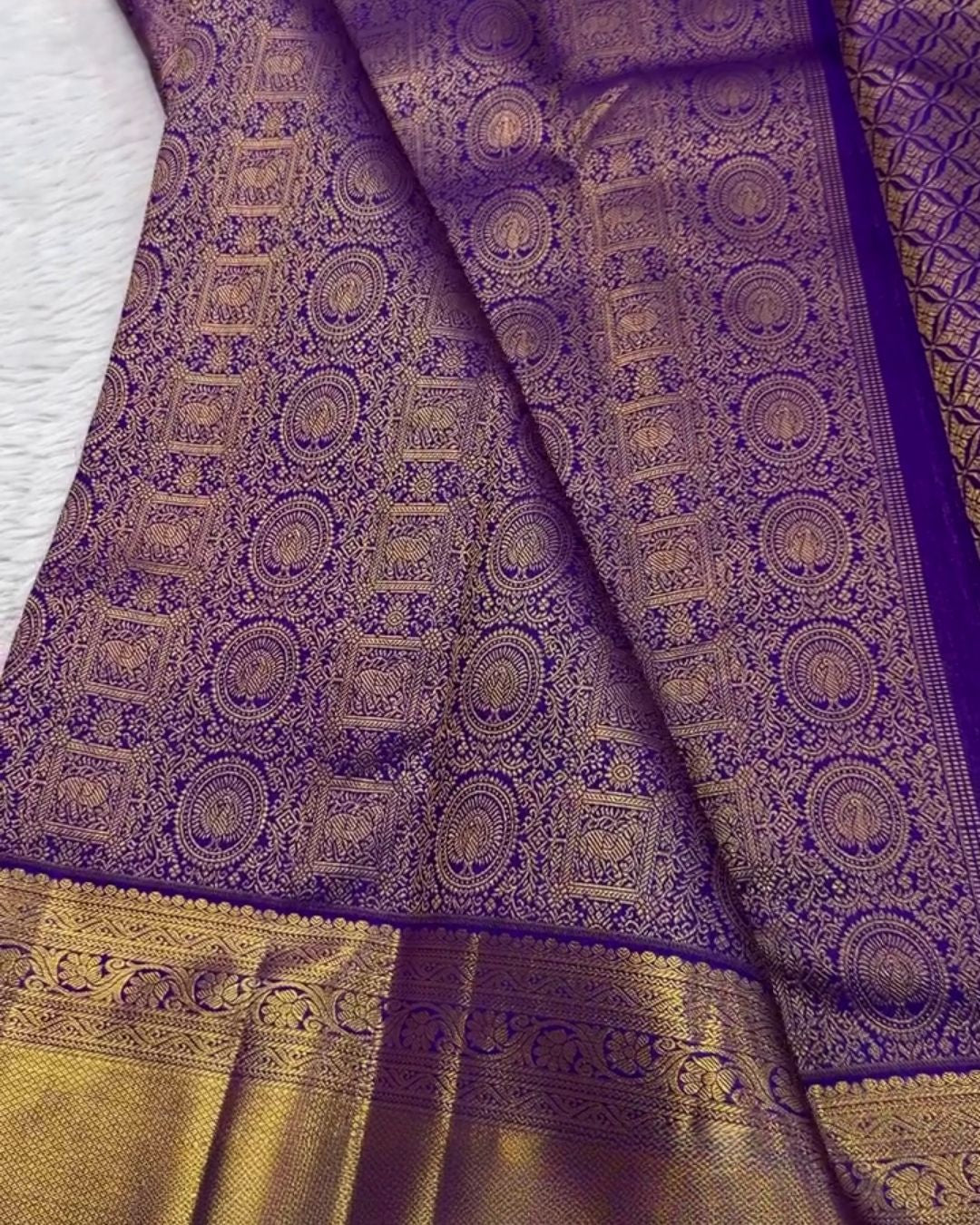 Niyati - Royal Purple Banarasi Silk Saree with Antique Zari Border