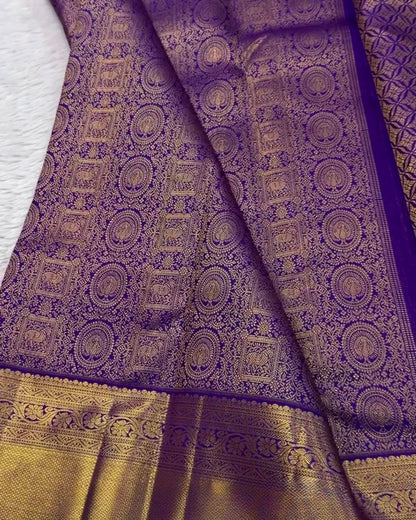 Niyati - Royal Purple Banarasi Silk Saree with Antique Zari Border