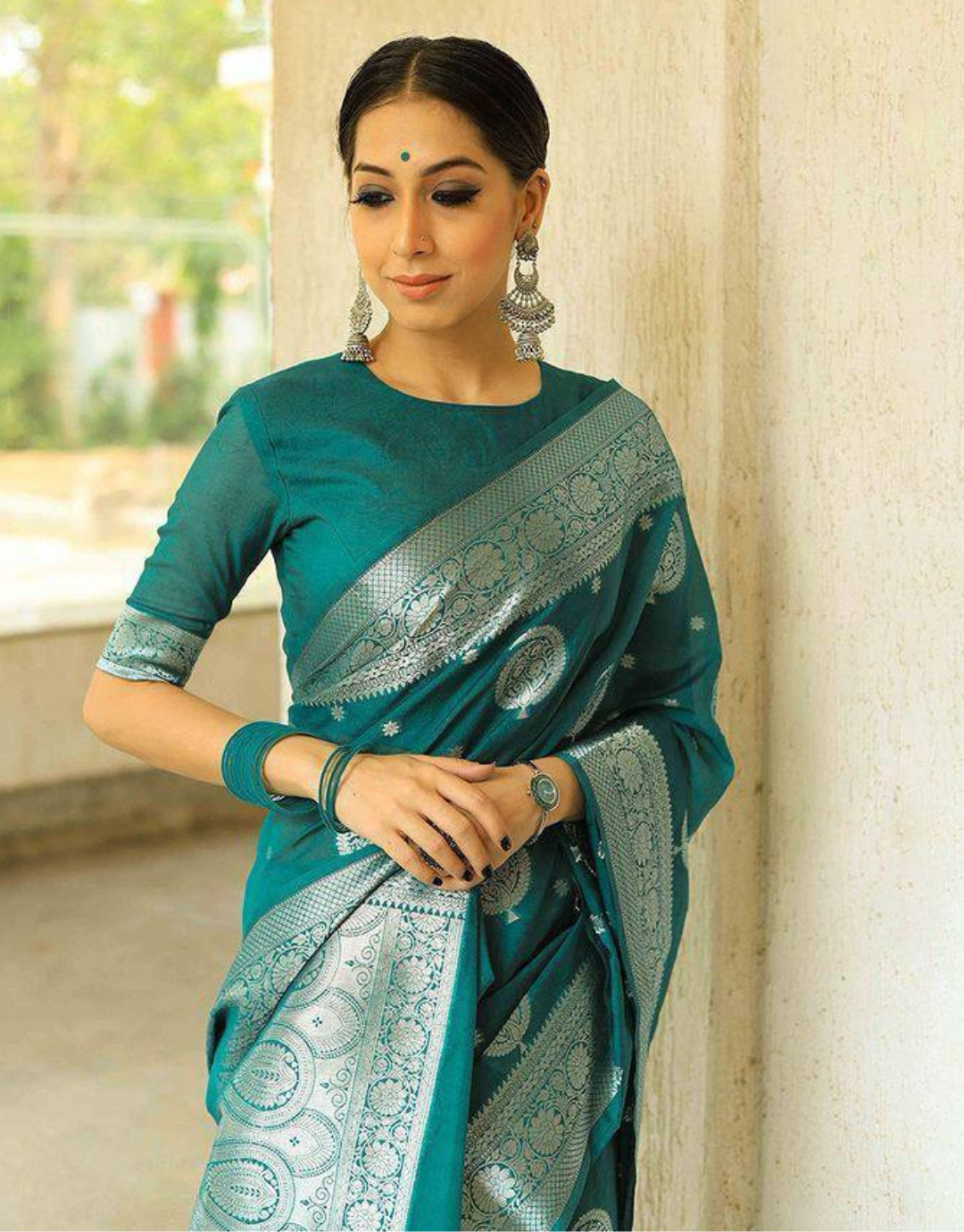 Manvi RamaGreen Banarasi Silk Saree