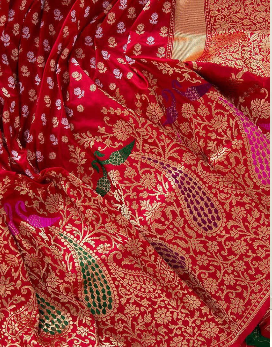 Aruna Red Banarasi Silk Saree