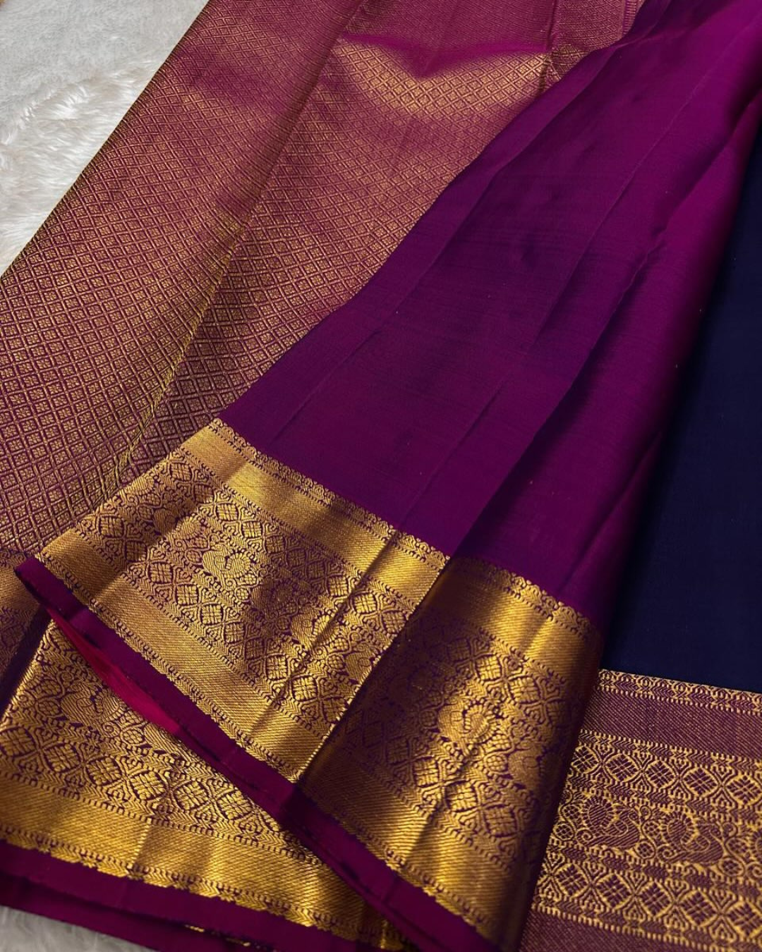 Kavya - Wine Purple Kanjivaram Saree with Zari Motifs