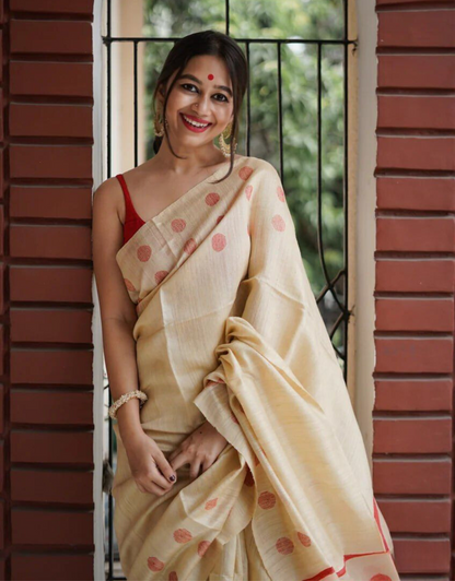 Janvi OffWhite Manipuri Cotton Silk Saree