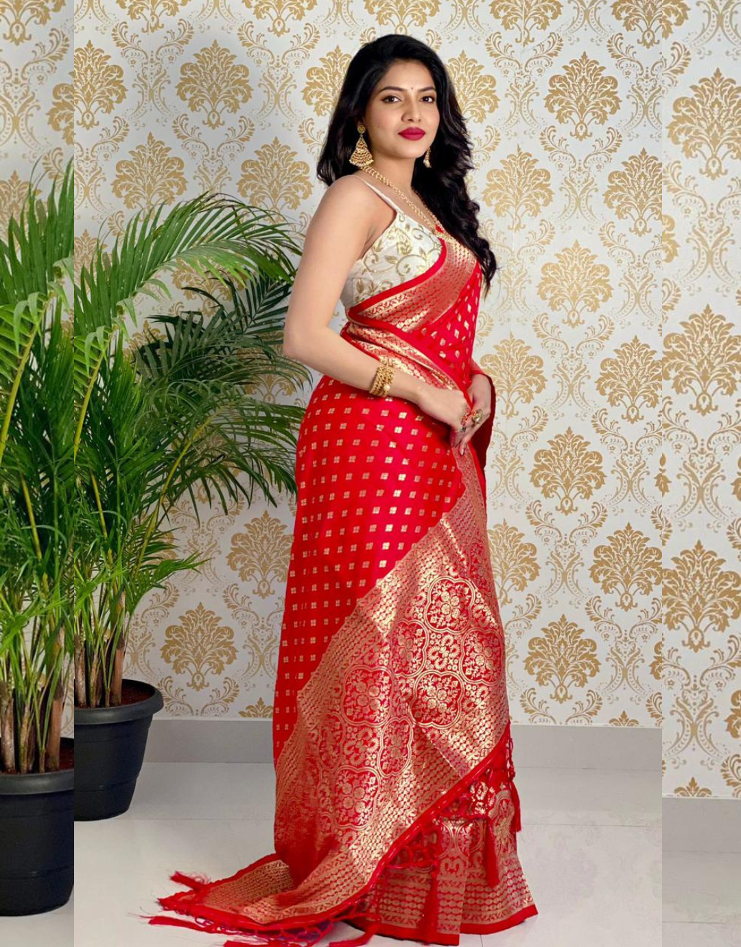 Ragini Red Banarasi Silk Saree