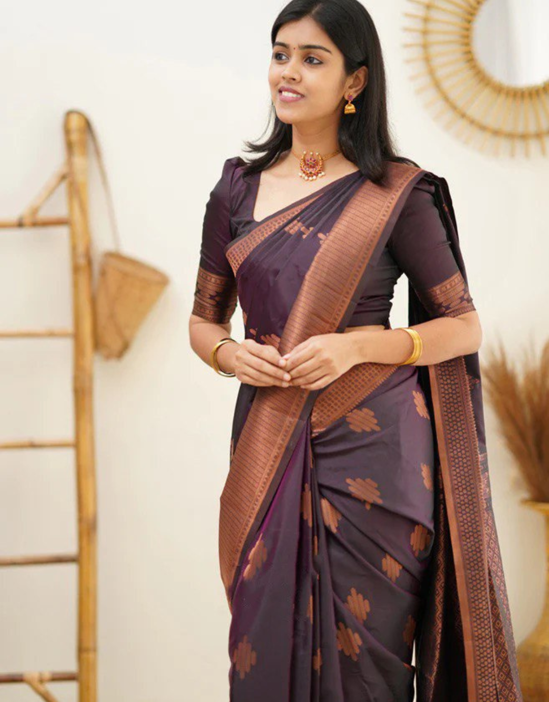 Maruti Purple Soft Silk Saree With Blouse