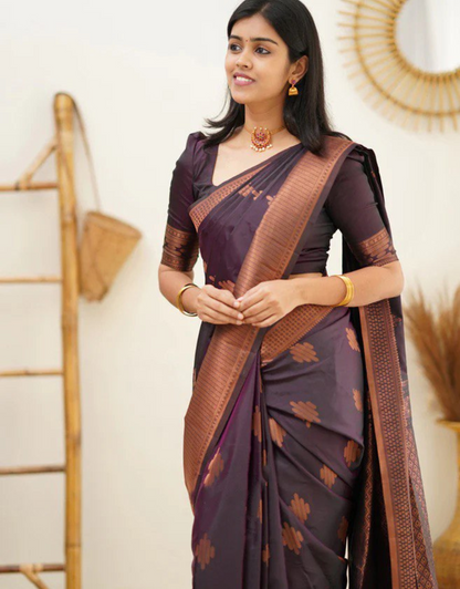 Maruti Purple Soft Silk Saree With Blouse