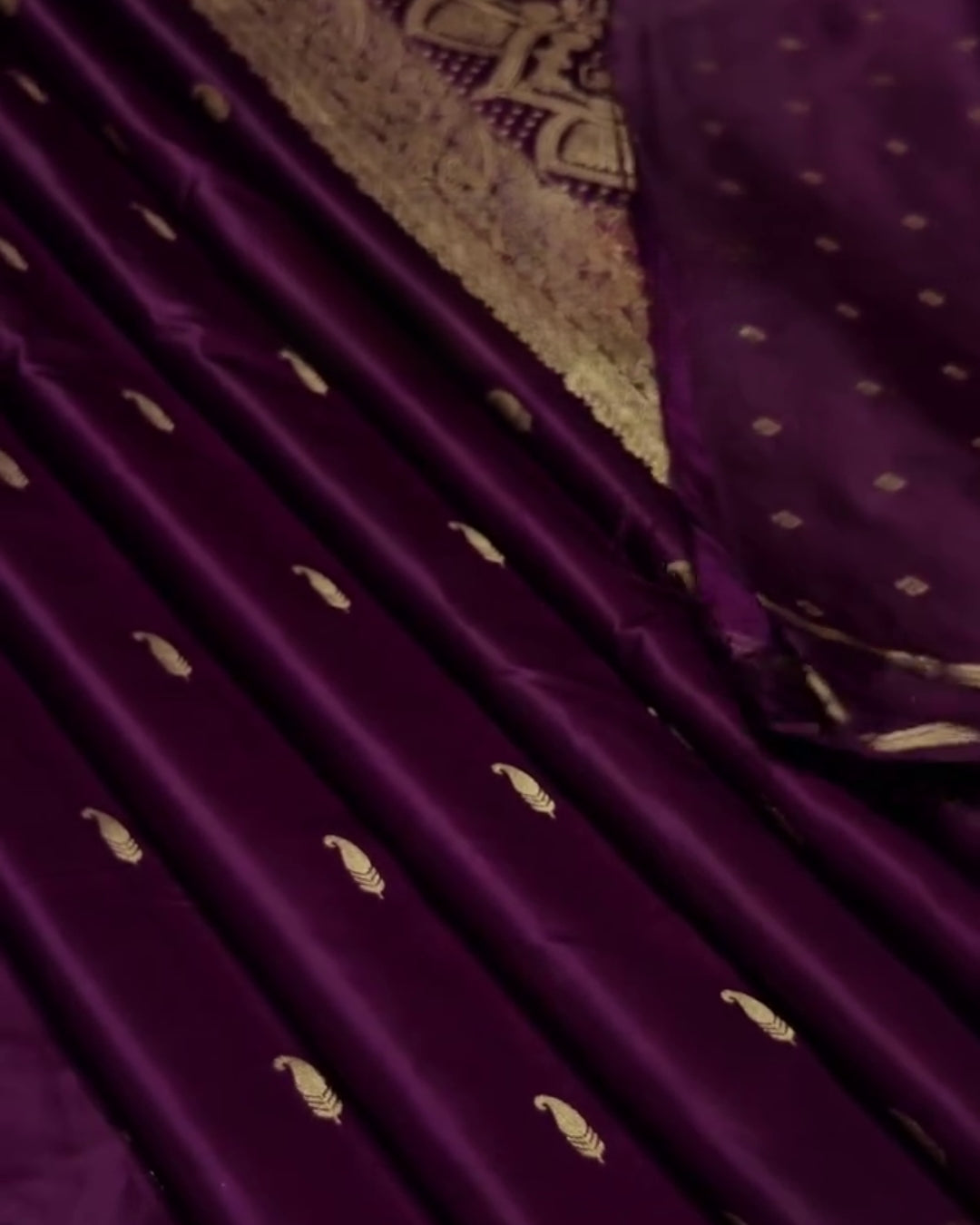 Samya - Royal Purple Silk Saree With Golden Zari Work