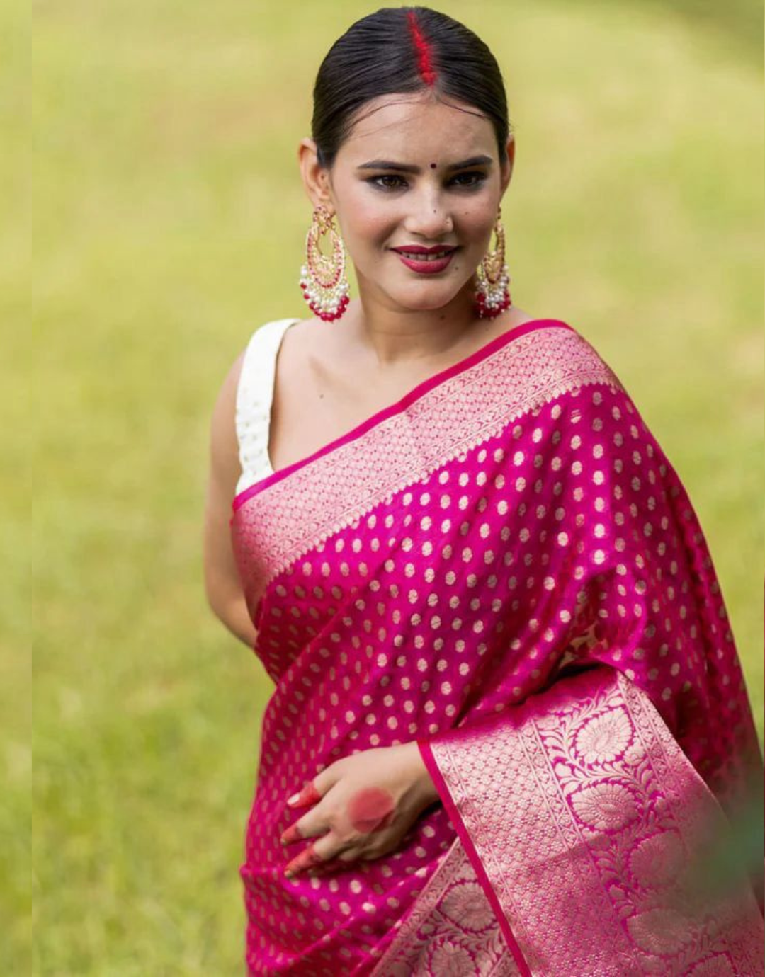 Krushna Pink Banarasi Silk Saree