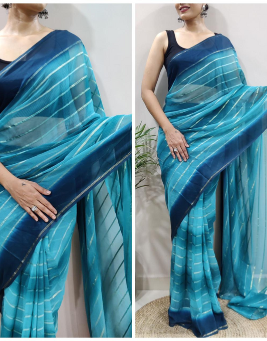 Minakshi Blue Ready To Wear Saree