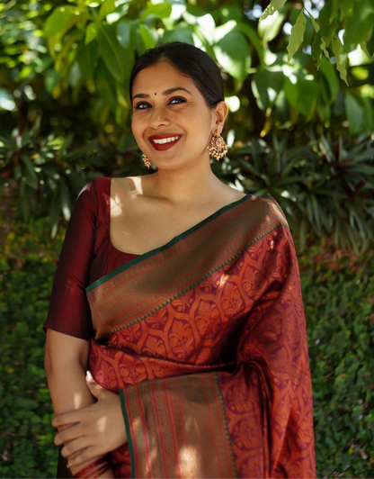 Zarika Maroon Banarasi Silk Saree