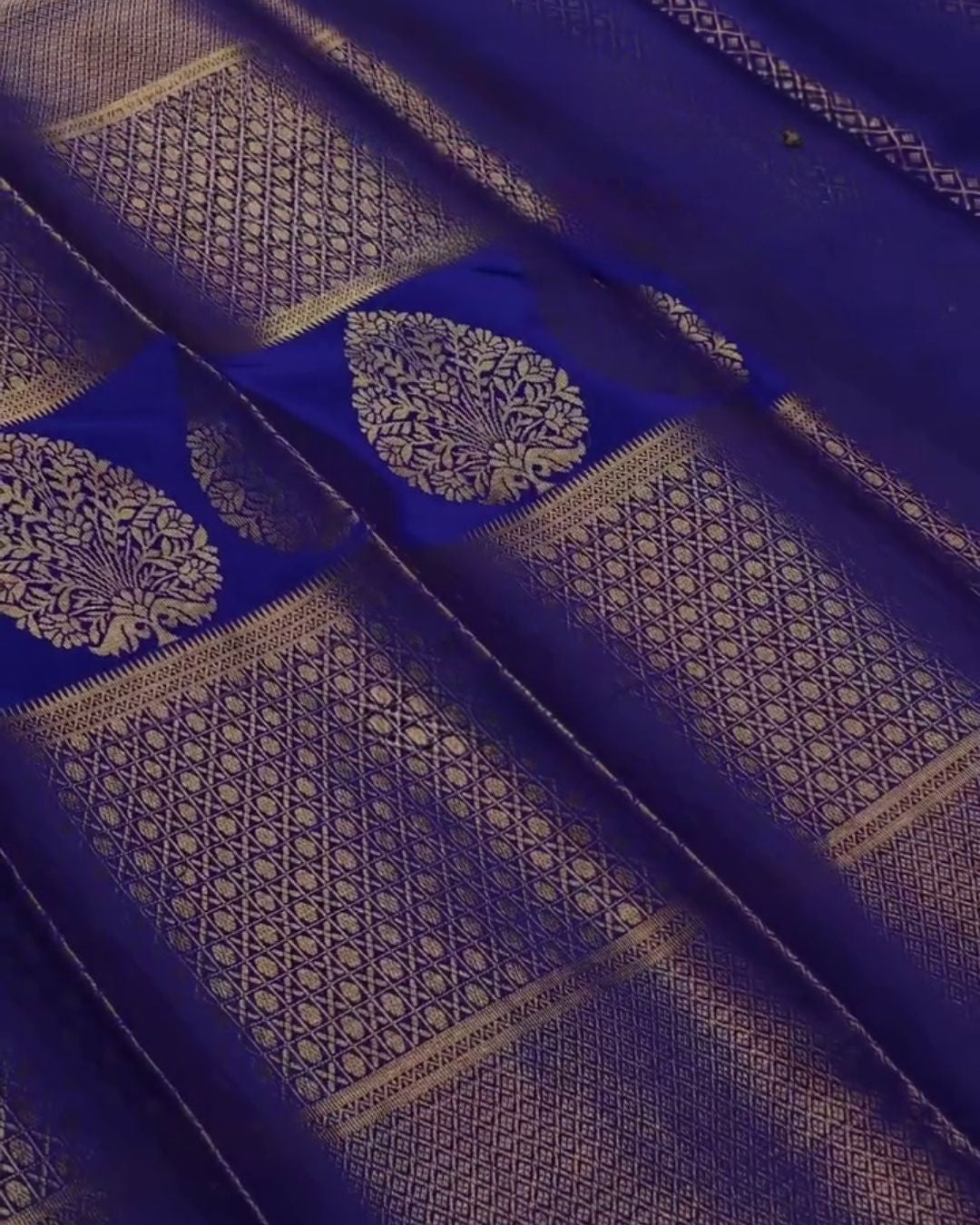 Rameshwari - Royal Blue Banarasi Silk Saree with Zari Paisley Border