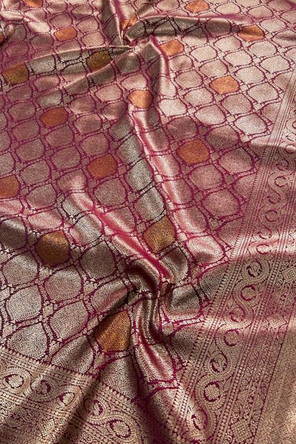 Blush Gleam - Plum - Banarasi Silk Saree