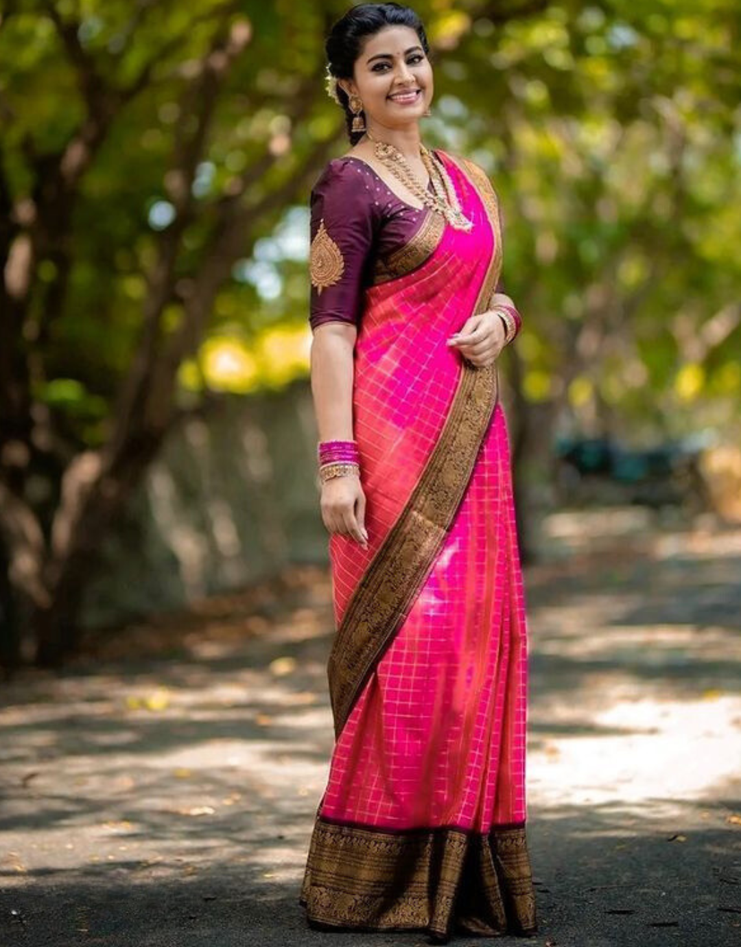 Jenilia DarkPink Silk Saree