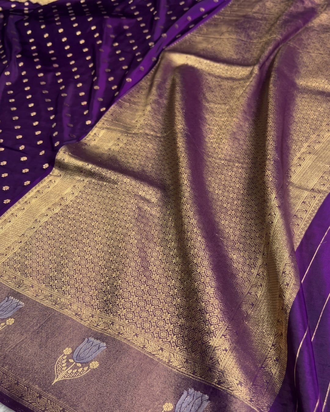 Varni - Royal Purple Zari Blossom Saree