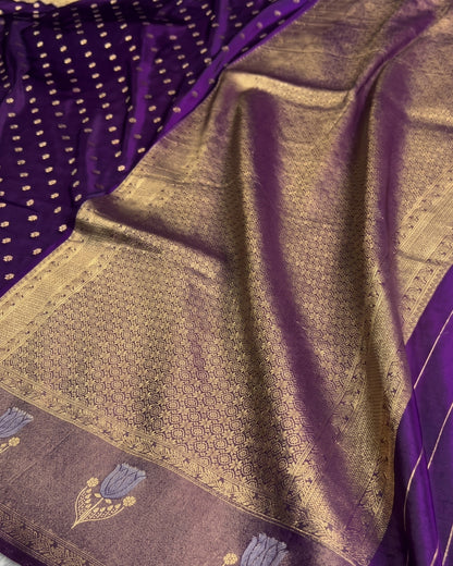 Varni - Royal Purple Zari Blossom Saree