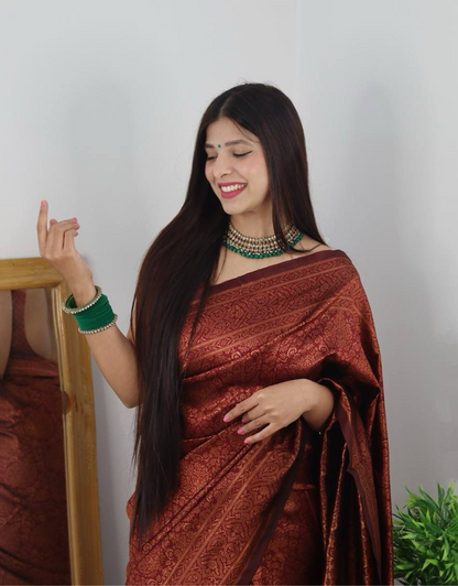 Radhika Maroon Banarasi Silk Saree