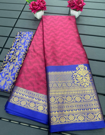 Neela Tulip Pink Cotton Silk Saree