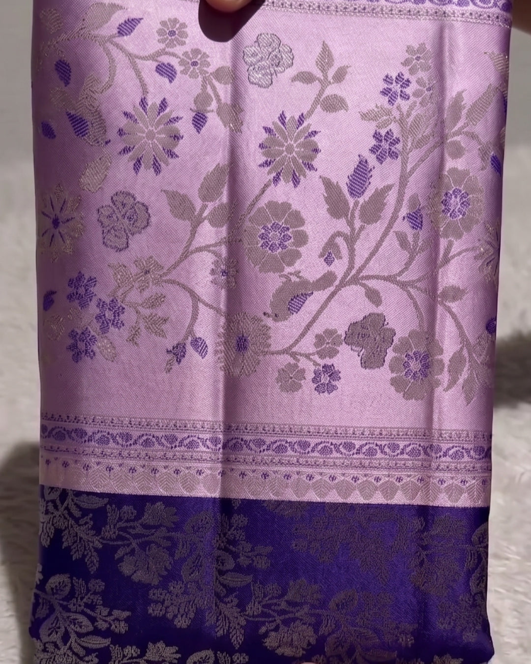 Aadhira - Lavender Bloom Banarasi Silk Saree