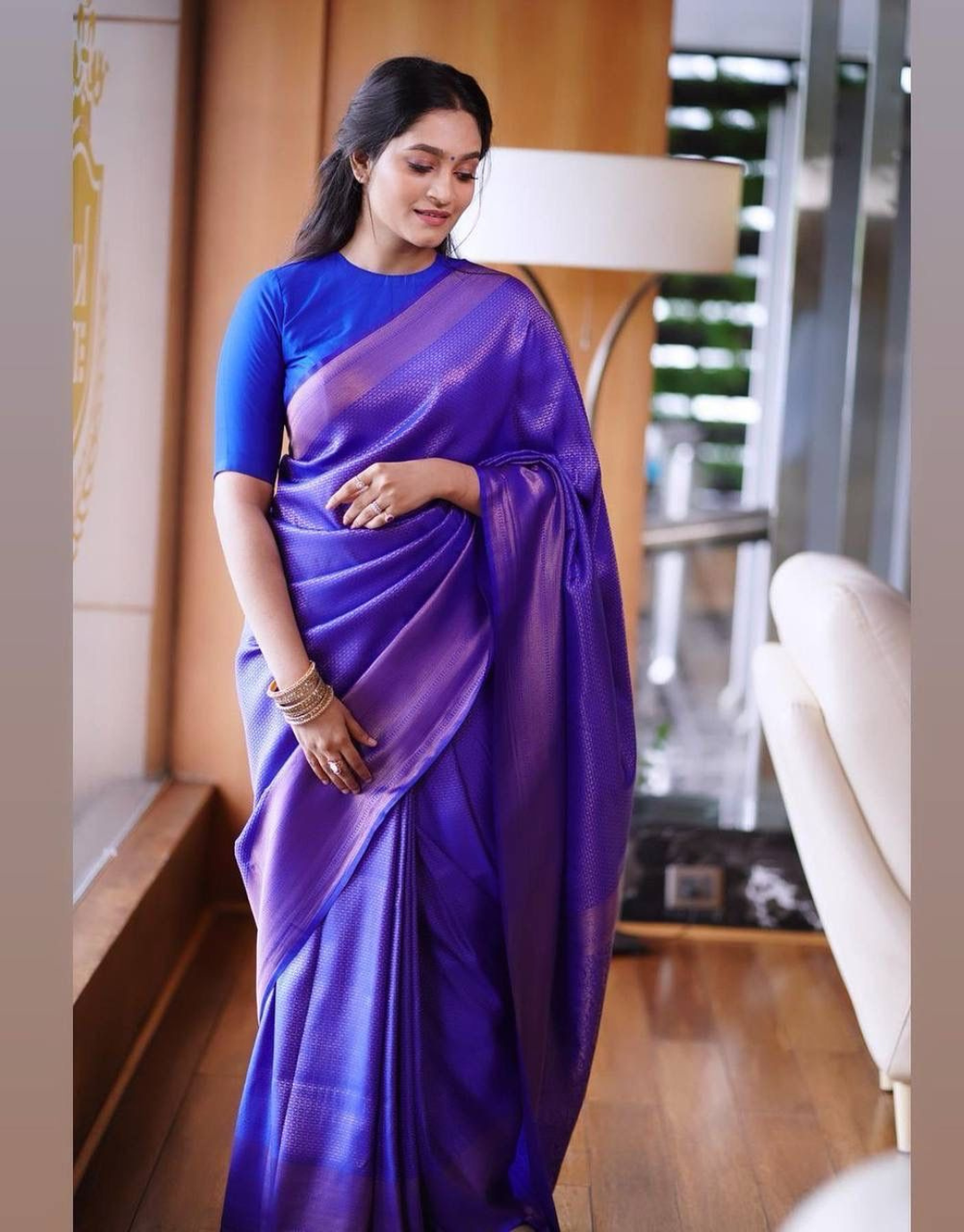 Shara RoyalBlue Banarasi Soft Silk Saree