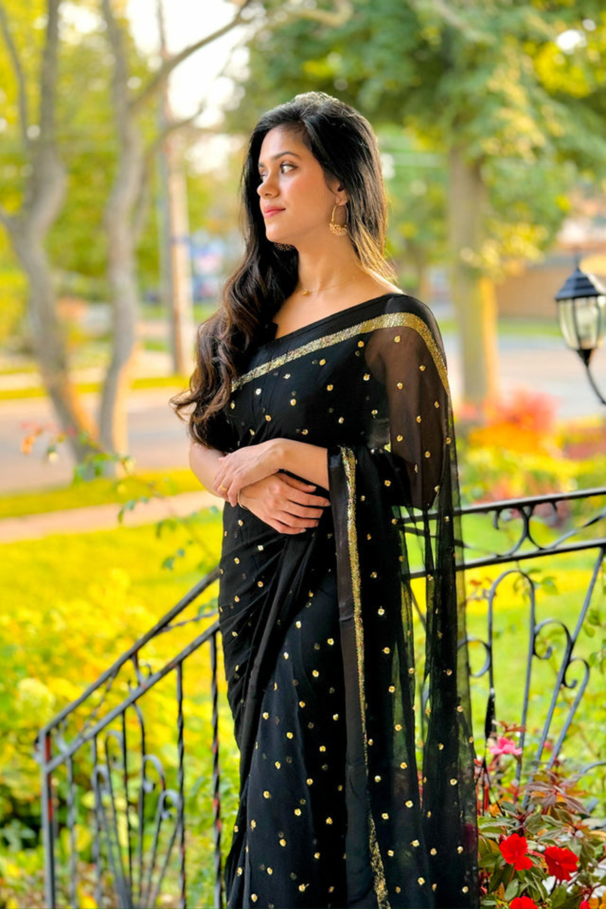 Midnight Glow - Chiffon Saree