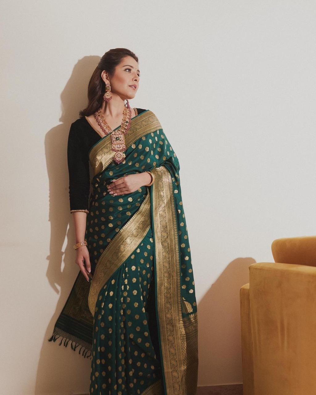 Dhruvi Darkgreen Banarasi Silk Saree