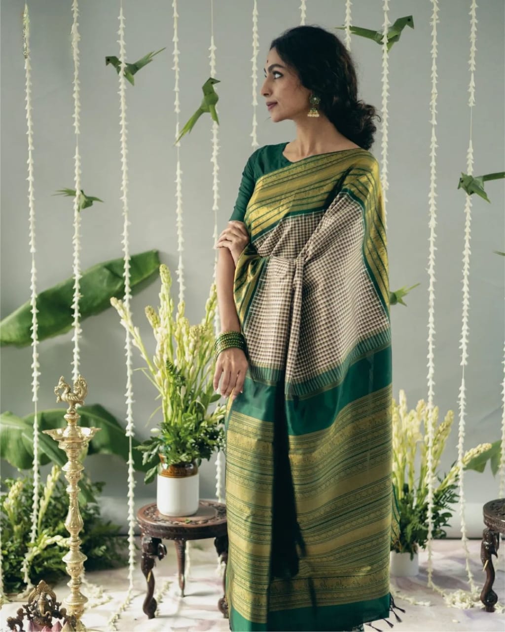 Jeel Green Banarasi  Silk Saree