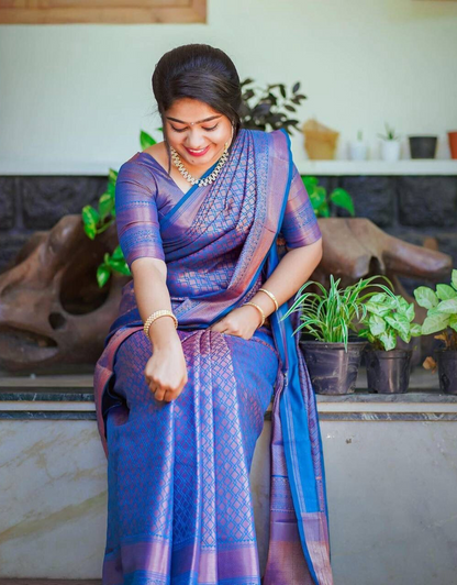 Yamini Blue Banarasi Silk Saree