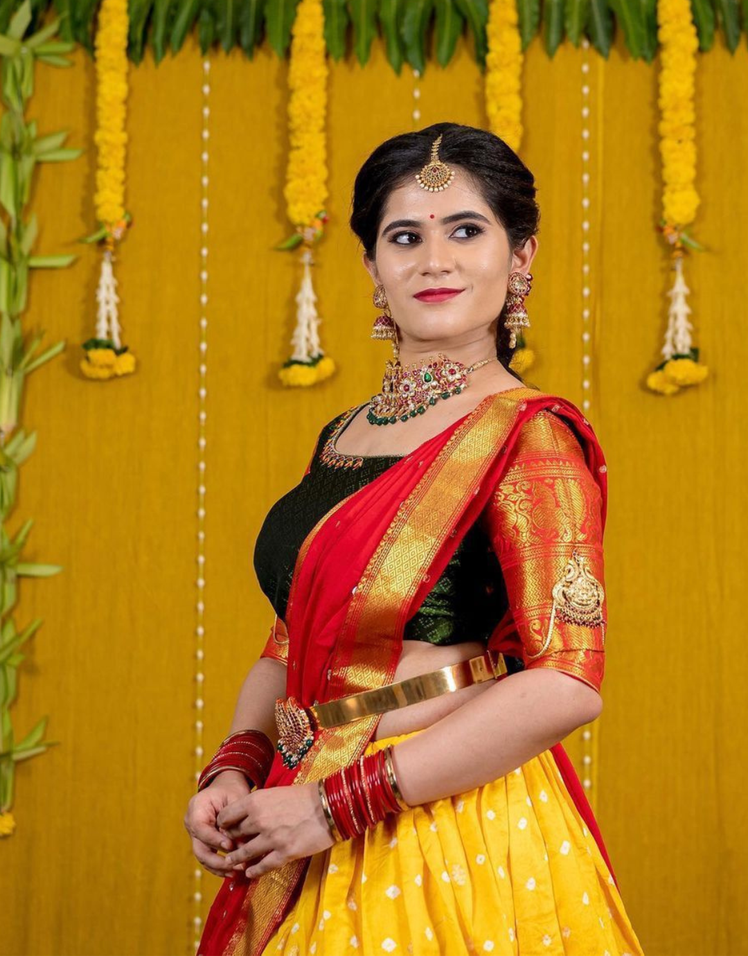 Kalpana Yellow Kanchipuram Lehenga Choli