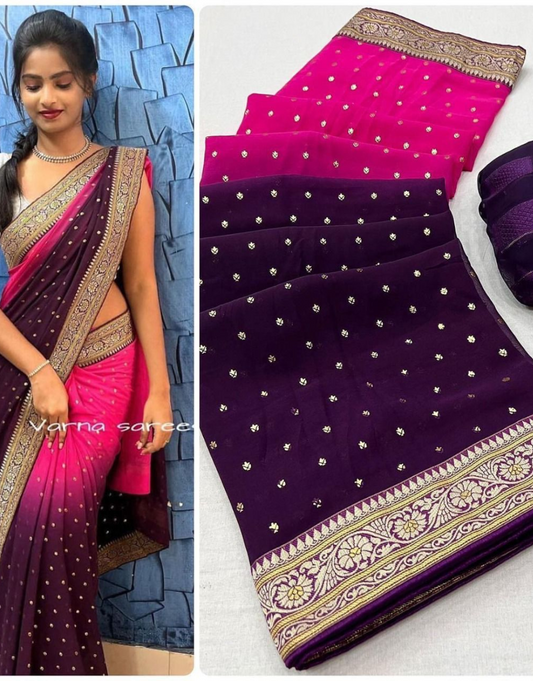 Vrinda Pink Printed Georgette Silk Saree