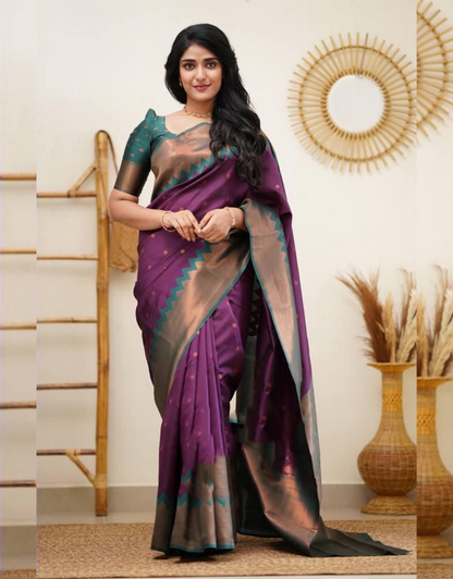 Ishika Purple Kanchipuram Saree