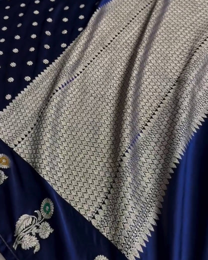 Charulata – Navy Heritage Bloom Saree