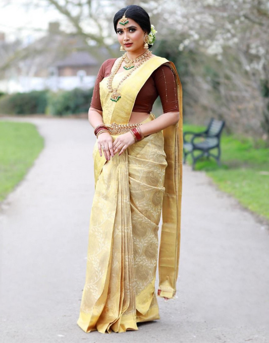 Chavi Beige Kanchipuram Silk Saree