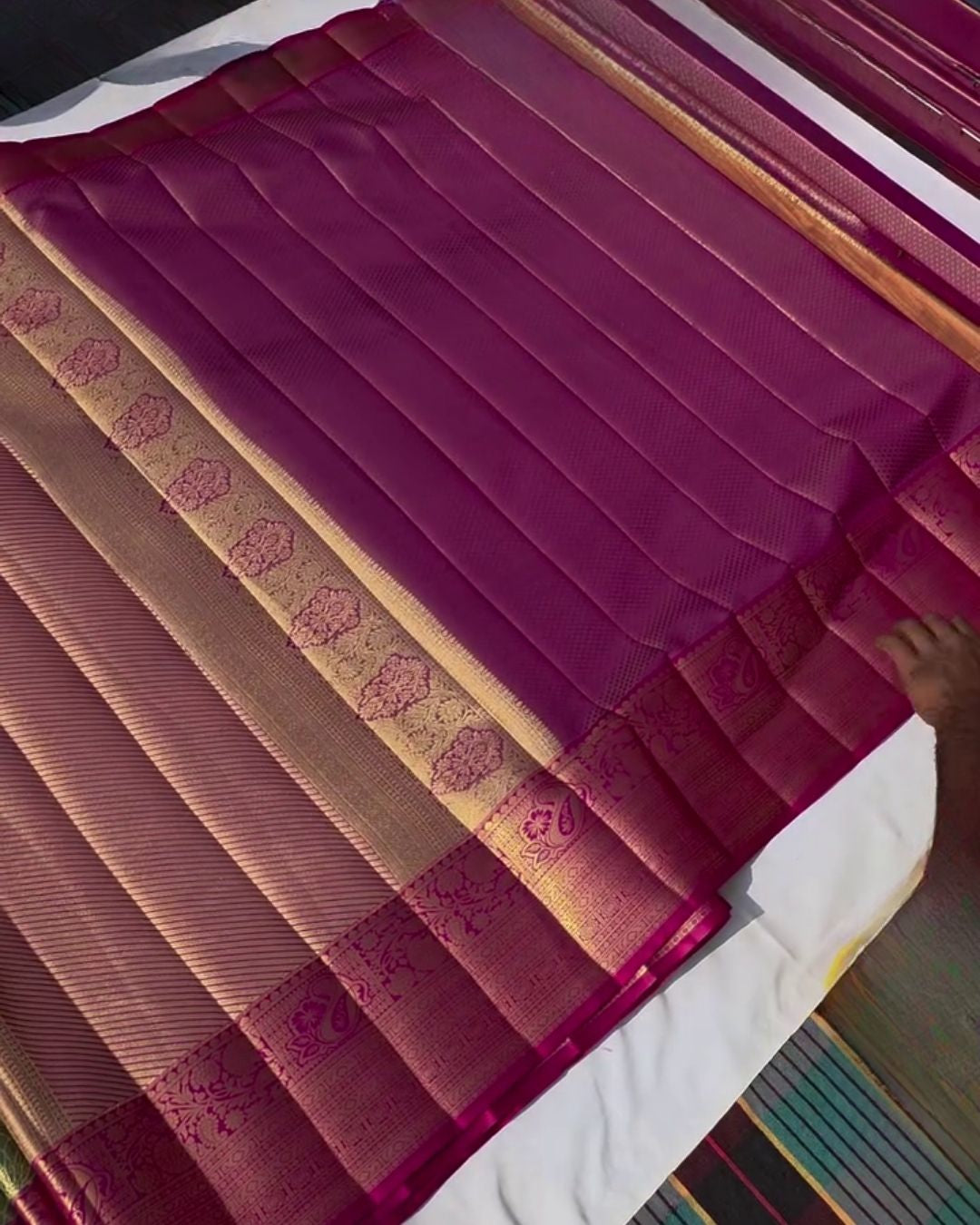 Sinjini - Olive Green  Silk Saree with Gold Zari Border
