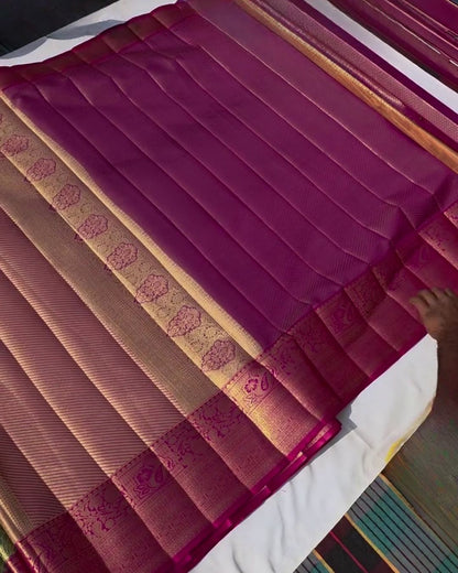 Sinjini - Olive Green  Silk Saree with Gold Zari Border
