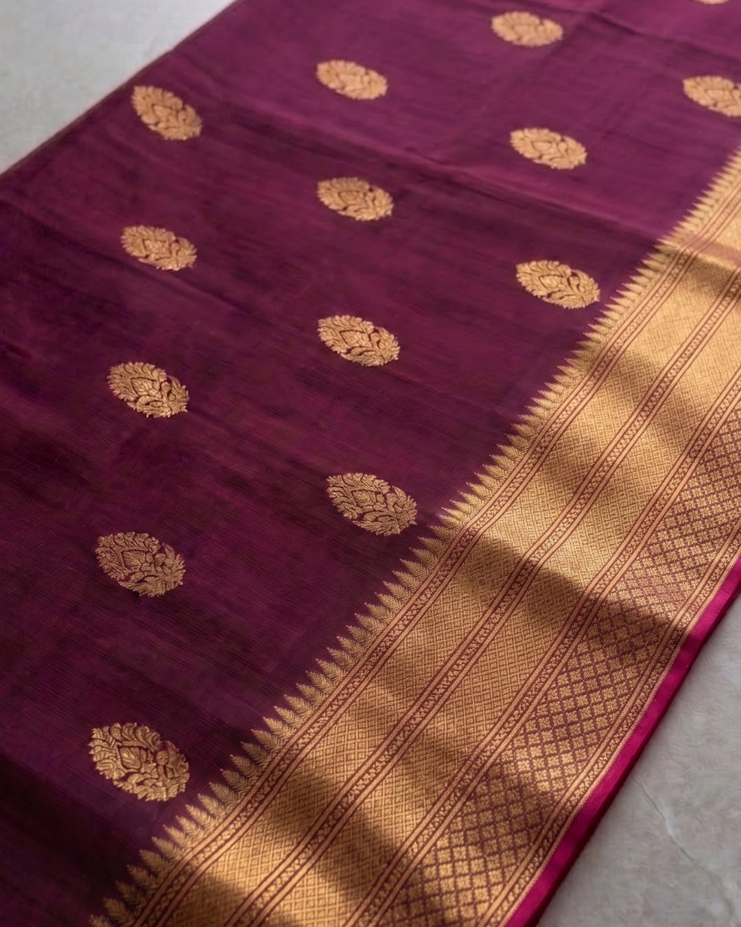 Yutika – Maroon Banarasi Heritage Woven Saree