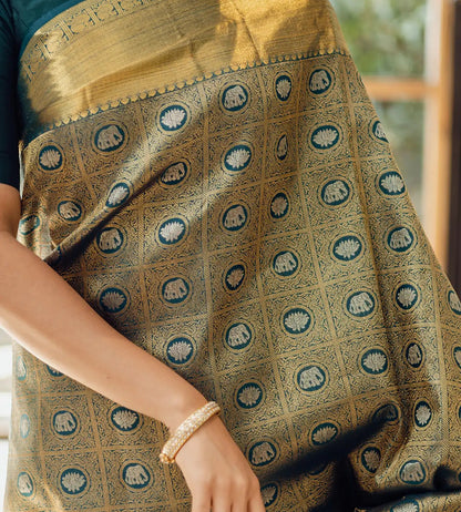 Heta RamaGreen Banarasi Silk Saree