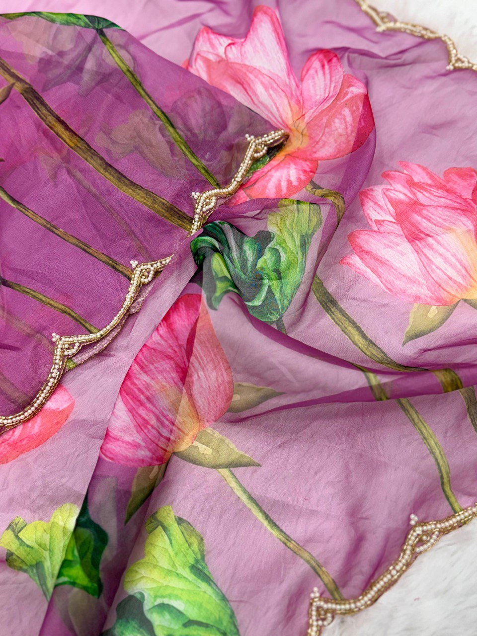 Hetu Onion Pink Organza Silk Saree