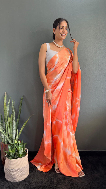 Sara 1 Min Ready To Wear Saree Laheriya Print Saree