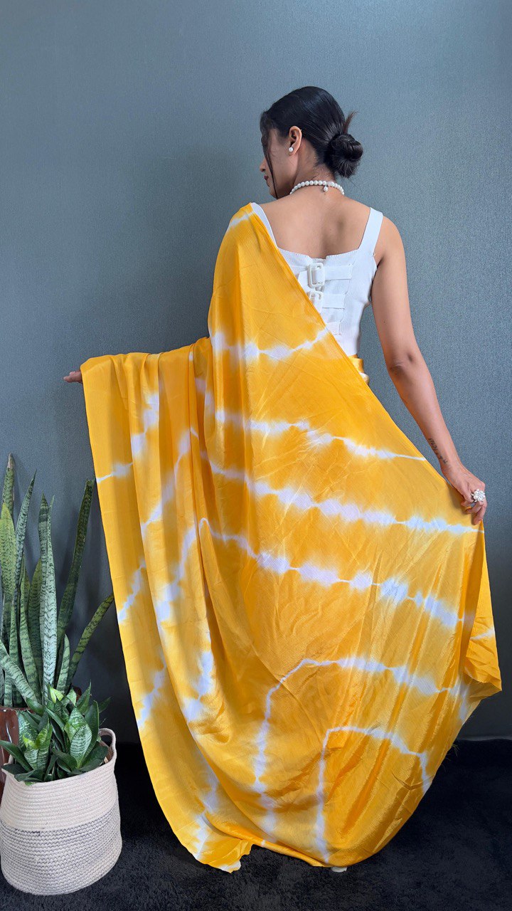 Sara 1 Min Ready To Wear Saree Laheriya Print Saree