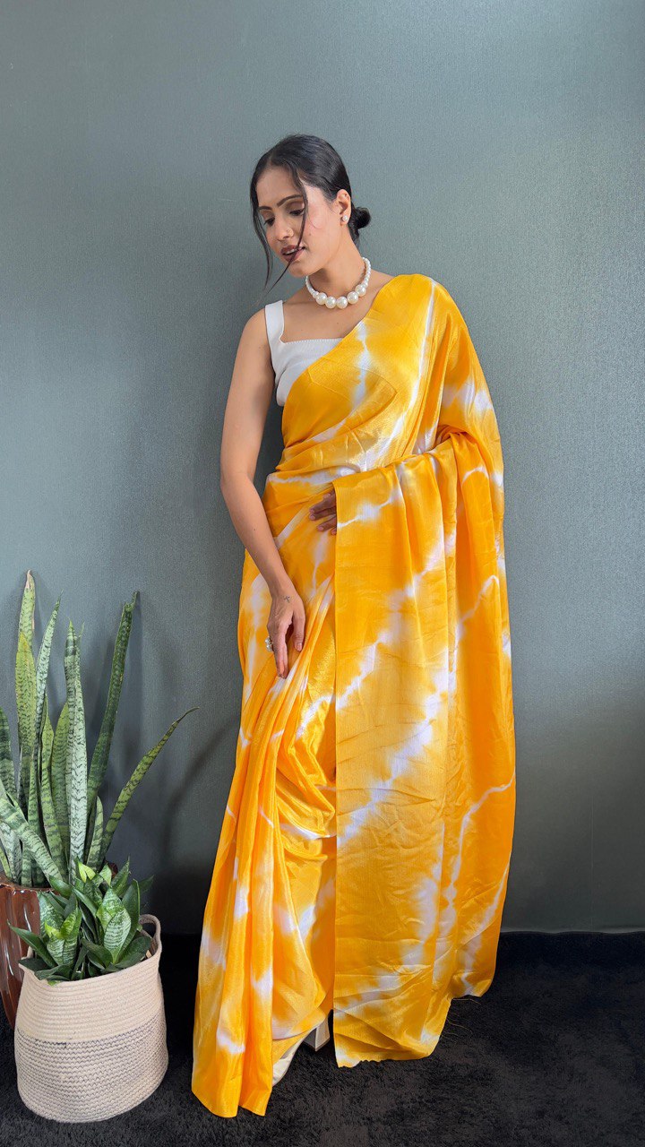 Sara 1 Min Ready To Wear Saree Laheriya Print Saree